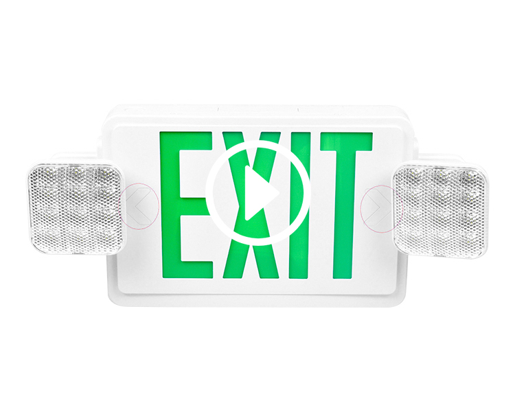 JLEC2GW-LED Combo Emergency Exit Sign พร้อมตัวอักษรสีเขียว
